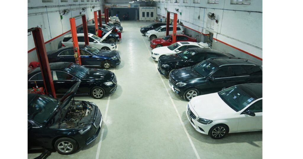 Premium car workshop with advanced diagnostics for luxury vehicles