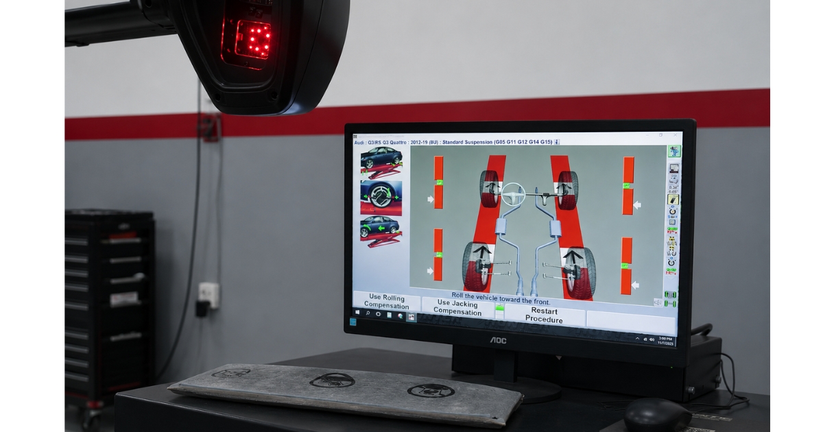 Audi Q3 steering pull and tyre wear inspection service